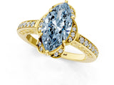 Yellow gold Fancy Blue Marquise  Cut Halo Diamond Ring with Channel Set Band and Four-Prong Setting_33