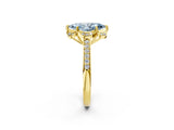 Yellow gold Fancy Blue Marquise  Cut Halo Diamond Ring with Channel Set Band and Four-Prong Setting_34