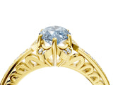 Yellow gold Fancy Blue Marquise  Cut Halo Diamond Ring with Channel Set Band and Four-Prong Setting_36