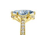 Yellow gold Fancy Blue Marquise  Cut Halo Diamond Ring with Channel Set Band and Four-Prong Setting_37