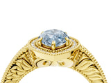 Yellow gold Fancy Blue Marquise  Cut Halo Diamond Ring with Pavé Band and Four-Prong Setting_72