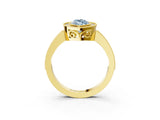 Yellow gold Fancy Blue Marquise  Cut Halo Diamond Ring with Pavé Band and Milgrain Prong Setting_35