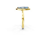 Yellow gold Fancy Blue Marquise Cut Halo Diamond Ring with Solitaire Band and Prong Setting_2