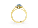 Yellow gold Fancy Blue Marquise Cut Halo Diamond Ring with Solitaire Band and Prong Setting_3