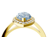 Yellow gold Fancy Blue Marquise Cut Halo Diamond Ring with Solitaire Band and Prong Setting_4