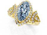Yellow gold Fancy Blue Marquise Cut Halo Diamond Split Shank Engagement Ring with Four-Prong Setting_1