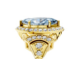 Yellow gold Fancy Blue Marquise Cut Halo Diamond Split Shank Engagement Ring with Four-Prong Setting_11