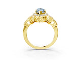 Yellow gold Fancy Blue Marquise Cut Halo Diamond Split Shank Engagement Ring with Four-Prong Setting_3