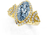 Yellow gold Fancy Blue Marquise Cut Halo Diamond Split Shank Engagement Ring with Four-Prong Setting_7