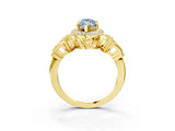 Yellow gold Fancy Blue Marquise Cut Halo Diamond Split Shank Engagement Ring with Four-Prong Setting_9