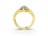 Yellow gold Fancy Blue Marquise Cut Halo Diamond Split Shank Ring with Prong Setting_3