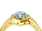 Yellow gold Fancy Blue Marquise Cut Halo Diamond Split Shank Ring with Prong Setting_4