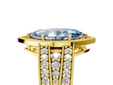 Yellow gold Fancy Blue Marquise Cut Halo Diamond Split Shank Ring with Prong Setting_5