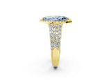Yellow gold Fancy Blue Marquise Cut Halo Pavé Diamond Engagement Ring with Split Shank and Four-Prong Setting_5