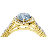 Yellow gold Fancy Blue Marquise Cut Halo Pavé Diamond Engagement Ring with Split Shank and Four-Prong Setting_7