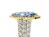 Yellow gold Fancy Blue Marquise Cut Halo Pavé Diamond Engagement Ring with Split Shank and Four-Prong Setting_8