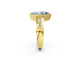 Yellow gold Fancy Blue Marquise  Cut Halo Pave Band Four-Prong Ring_47
