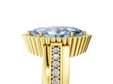 Yellow gold Fancy Blue Marquise  Cut Halo Pave Band Four-Prong Ring_50