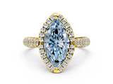 Yellow gold Fancy Blue Marquise  Cut Halo Pave Band Four-Prong Setting Ring_37