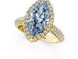 Yellow gold Fancy Blue Marquise  Cut Halo Pave Band Four-Prong Setting Ring_38