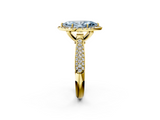 Yellow gold Fancy Blue Marquise  Cut Halo Pave Band Four-Prong Setting Ring_39
