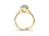 Yellow gold Fancy Blue Marquise  Cut Halo Pave Band Four-Prong Setting Ring_40