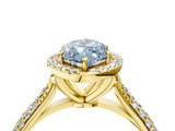 Yellow gold Fancy Blue Marquise  Cut Halo Pave Band Four-Prong Setting Ring_41