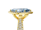 Yellow gold Fancy Blue Marquise  Cut Halo Pave Band Four-Prong Setting Ring_42