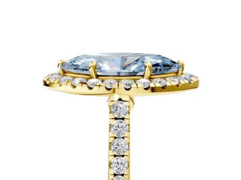 Yellow gold Fancy Blue Marquise Cut Halo Pave Diamond Engagement Ring with Four-Prong Setting_5