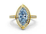 Yellow gold Fancy Blue Marquise  Cut Halo Pave Split Shank Prong Setting Ring_32