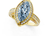 Yellow gold Fancy Blue Marquise  Cut Halo Pave Split Shank Prong Setting Ring_33