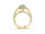 Yellow gold Fancy Blue Marquise  Cut Halo Pave Split Shank Prong Setting Ring_35
