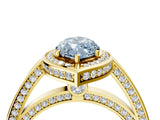 Yellow gold Fancy Blue Marquise  Cut Halo Pave Split Shank Prong Setting Ring_36