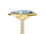 Yellow gold Fancy Blue Marquise Cut Halo Round Diamond Pavé Band with Four-Prong Setting_8