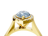 Yellow gold Fancy Blue Marquise  Cut Halo Solitaire Engagement Ring with Square Band and Four-Prong Setting_70