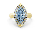 Yellow gold Fancy Blue Marquise  Cut Halo Solitaire Engagement Ring with Square Band and Four-Prong Setting_90