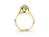 Yellow gold Fancy Blue Marquise  Cut Halo Solitaire Engagement Ring with Square Band and Four-Prong Setting_93