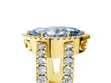 Yellow gold Fancy Blue Marquise  Cut Halo Split Shank Diamond Ring with Four-Prong Setting_49