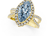 Yellow gold Fancy Blue Marquise  Cut Halo Split Shank Pave Set Ring_64