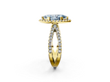 Yellow gold Fancy Blue Marquise  Cut Halo Split Shank Pave Set Ring_65