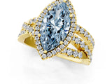 Yellow gold Fancy Blue Marquise  Cut Halo Split Shank Prong Setting Ring_13