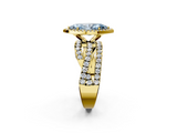 Yellow gold Fancy Blue Marquise  Cut Halo Split Shank Prong Setting Ring_62