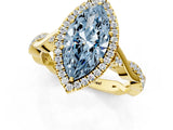 Yellow gold Fancy Blue Marquise Cut Halo Twist Band with Four-Prong Setting_13