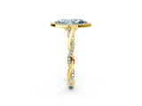 Yellow gold Fancy Blue Marquise Cut Halo Twist Band with Four-Prong Setting_14