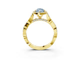 Yellow gold Fancy Blue Marquise Cut Halo Twist Band with Four-Prong Setting_15