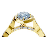 Yellow gold Fancy Blue Marquise Cut Halo Twist Band with Four-Prong Setting_16