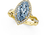 Yellow gold Fancy Blue Marquise  Cut Halo Twisted Band Four-Prong Ring_21