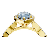 Yellow gold Fancy Blue Marquise  Cut Halo Twisted Band Four-Prong Ring_24