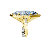 Yellow gold Fancy Blue Marquise  Cut Halo Twisted Band Four-Prong Ring_25