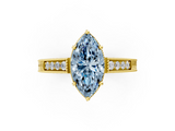 Yellow gold Fancy Blue Marquise  Cut Milgrain Channel Set Engagement Ring with Solitaire Prong Setting_44